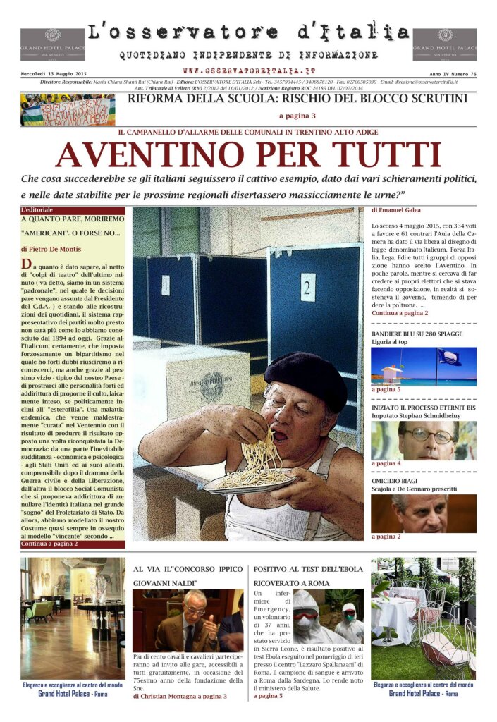 L'osservatore d'Italia edizione del 13 Maggio 2015